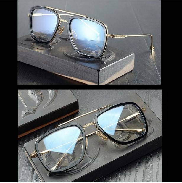 Golden Frame Tony Stark Iron Endgame Cutout Glasses For Men